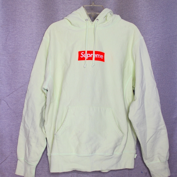 Supreme Pale Lime Hooded Sweatshirt with Box Logo - Picture 10 of 16